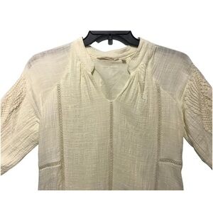 Soft Surroundings Sz Small Ivory Magnolia Gauze Tunic Floral Lace Lined Balloon